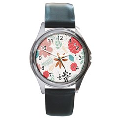 Nature Flora Round Metal Watch by artworkshop