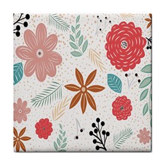 Nature Flora Tile Coaster by artworkshop