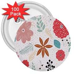 Nature Flora 3  Buttons (100 Pack) 