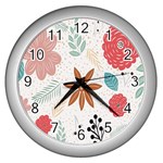 Nature Flora Wall Clock (Silver) Front