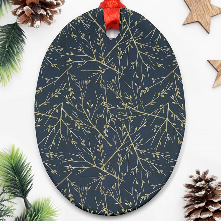 Nature Twigs Oval Ornament (Two Sides)