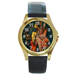 Stars-002 Round Gold Metal Watch by nate14shop