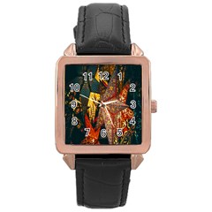 Stars-002 Rose Gold Leather Watch  by nate14shop