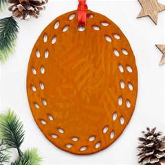 Orange Oval Filigree Ornament (two Sides)