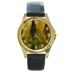 Rhomboid 001 Round Gold Metal Watch by nate14shop