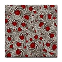 Cream With Cherries Motif Random Pattern Tile Coaster by dflcprintsclothing