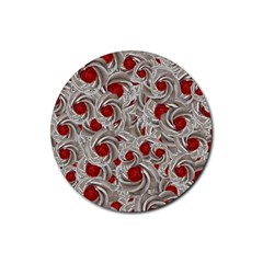 Cream With Cherries Motif Random Pattern Rubber Coaster (round) by dflcprintsclothing