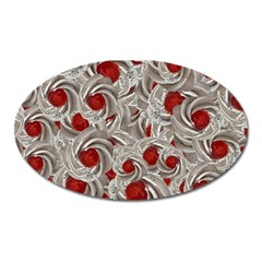 Cream With Cherries Motif Random Pattern Oval Magnet by dflcprintsclothing