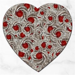 Cream With Cherries Motif Random Pattern Jigsaw Puzzle (heart) by dflcprintsclothing