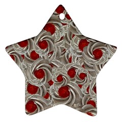 Cream With Cherries Motif Random Pattern Star Ornament (two Sides) by dflcprintsclothing