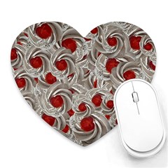 Cream With Cherries Motif Random Pattern Heart Mousepads by dflcprintsclothing