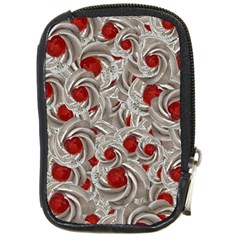 Cream With Cherries Motif Random Pattern Compact Camera Leather Case by dflcprintsclothing