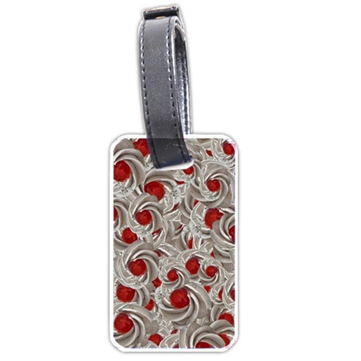 Cream With Cherries Motif Random Pattern Luggage Tag (one side)