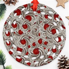 Cream With Cherries Motif Random Pattern Ornament (round Filigree)