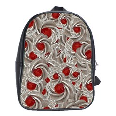 Cream With Cherries Motif Random Pattern School Bag (xl) by dflcprintsclothing