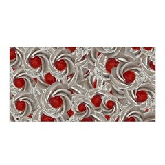 Cream With Cherries Motif Random Pattern Satin Wrap 35  X 70  by dflcprintsclothing