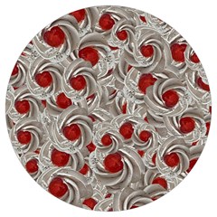 Cream With Cherries Motif Random Pattern Round Trivet