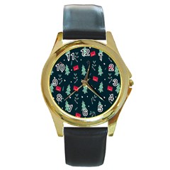 Christmas 001 Round Gold Metal Watch by nate14shop