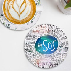 5 Seconds Of Summer Collage Quotes Uv Print Round Tile Coaster