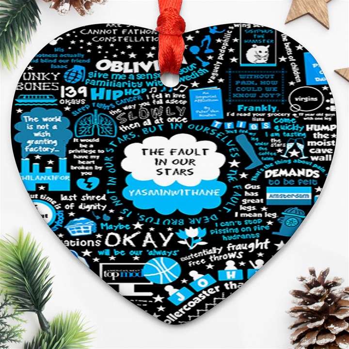 The Fault In Our Stars Collage Heart Ornament (Two Sides)