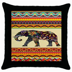 Elephant Colorfull Throw Pillow Case (black)