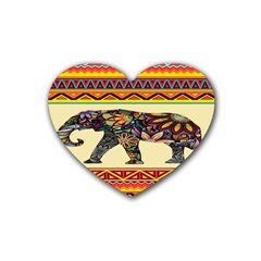 Elephant Colorfull Rubber Heart Coaster (4 Pack) by nate14shop