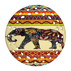 Elephant Colorfull Ornament (round Filigree)