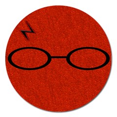 Harry Potter Glasses And Lightning Bolt Magnet 5  (round) by nate14shop