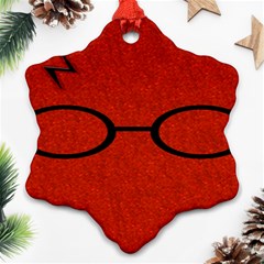 Harry Potter Glasses And Lightning Bolt Snowflake Ornament (two Sides) by nate14shop