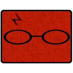 Harry Potter Glasses And Lightning Bolt Double Sided Fleece Blanket (large)  by nate14shop