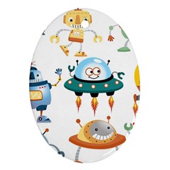 Vector-set-funny-robots-cartoon Ornament (oval) by Jancukart