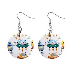 Vector-set-funny-robots-cartoon Mini Button Earrings