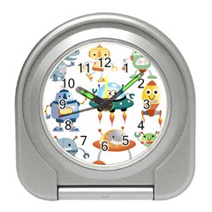 Vector-set-funny-robots-cartoon Travel Alarm Clock