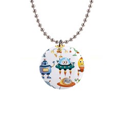 Vector-set-funny-robots-cartoon 1  Button Necklace