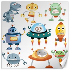 Vector-set-funny-robots-cartoon Canvas 12  X 12 