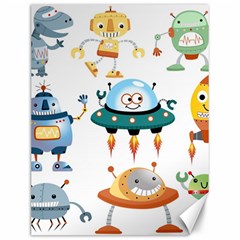 Vector-set-funny-robots-cartoon Canvas 12  x 16 