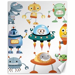 Vector-set-funny-robots-cartoon Canvas 11  x 14 