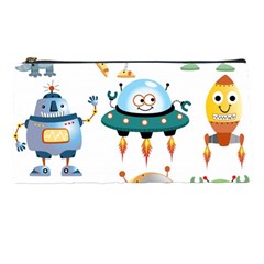 Vector-set-funny-robots-cartoon Pencil Case by Jancukart