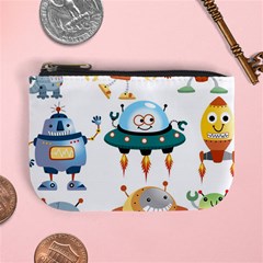 Vector-set-funny-robots-cartoon Mini Coin Purse by Jancukart