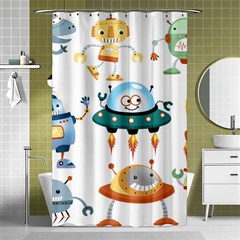 Vector-set-funny-robots-cartoon Shower Curtain 48  x 72  (Small) 