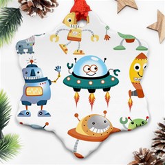 Vector-set-funny-robots-cartoon Snowflake Ornament (Two Sides)