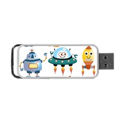 Vector-set-funny-robots-cartoon Portable Usb Flash (two Sides)