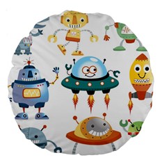 Vector-set-funny-robots-cartoon Large 18  Premium Round Cushions