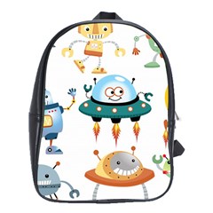 Vector-set-funny-robots-cartoon School Bag (XL)