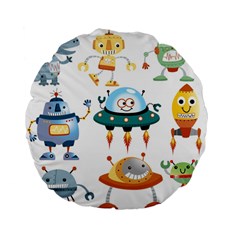 Vector-set-funny-robots-cartoon Standard 15  Premium Flano Round Cushions by Jancukart