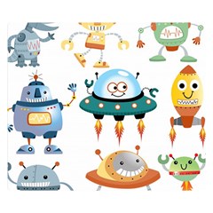 Vector-set-funny-robots-cartoon Double Sided Flano Blanket (small) 