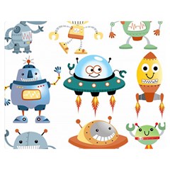 Vector-set-funny-robots-cartoon Double Sided Flano Blanket (Medium) 