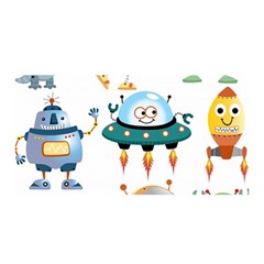 Vector-set-funny-robots-cartoon Satin Wrap 35  x 70 