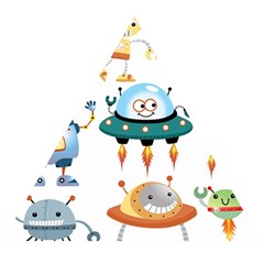 Vector-set-funny-robots-cartoon Wooden Puzzle Triangle