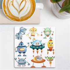 Vector-set-funny-robots-cartoon Uv Print Square Tile Coaster  by Jancukart